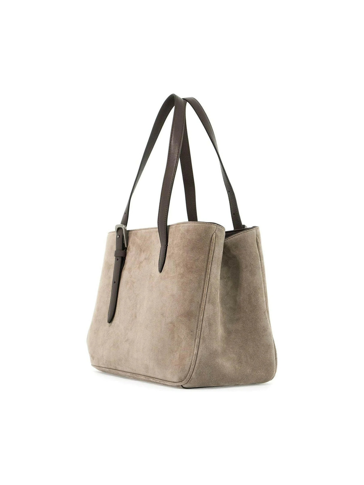 East-West Belt Suede Leather Tote Bag BRUNELLO CUCINELLI