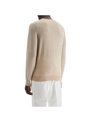 Fine Wool Cashmere Crewneck Sweater.