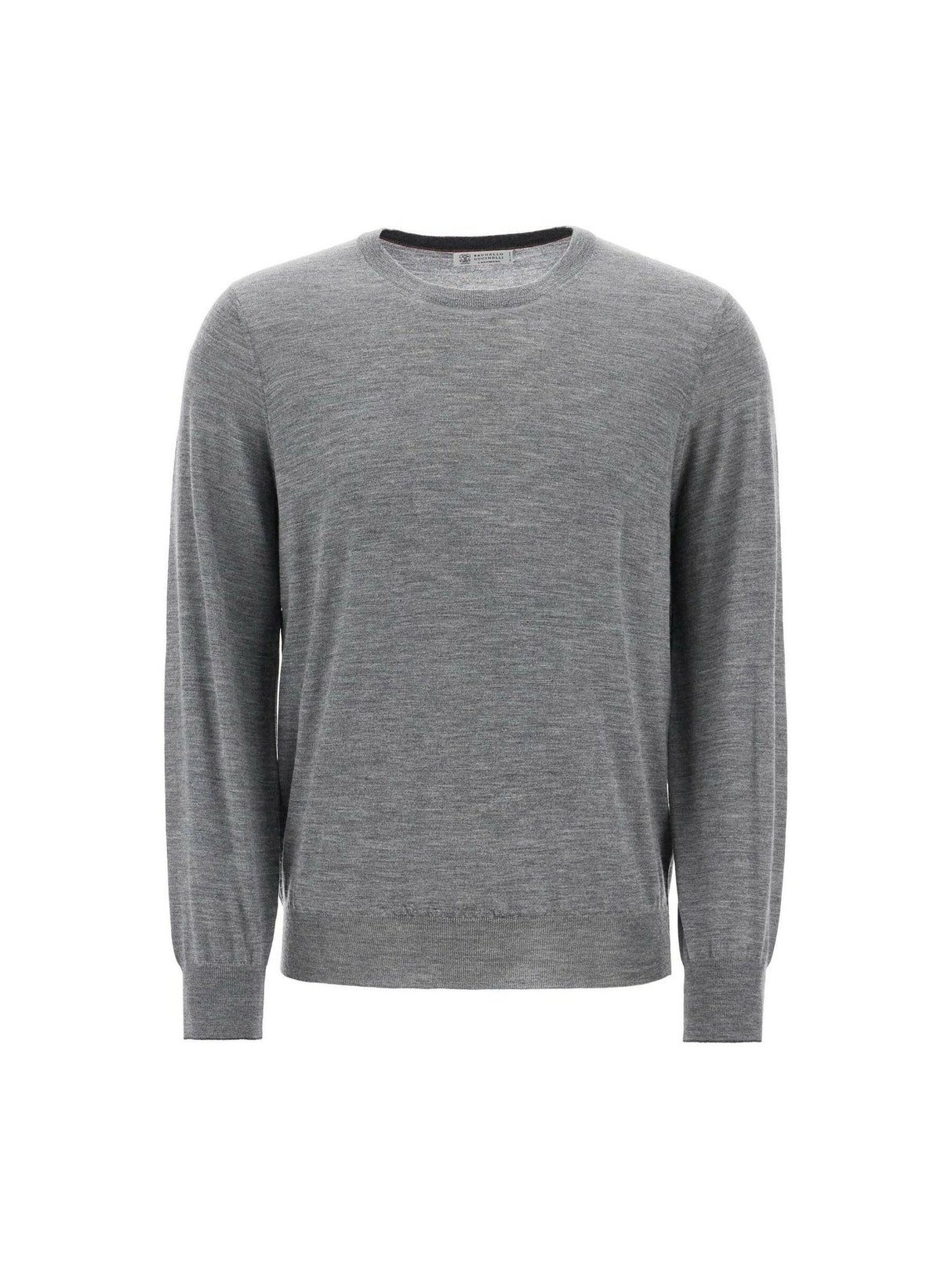 Fine Wool Cashmere Crewneck Sweater.