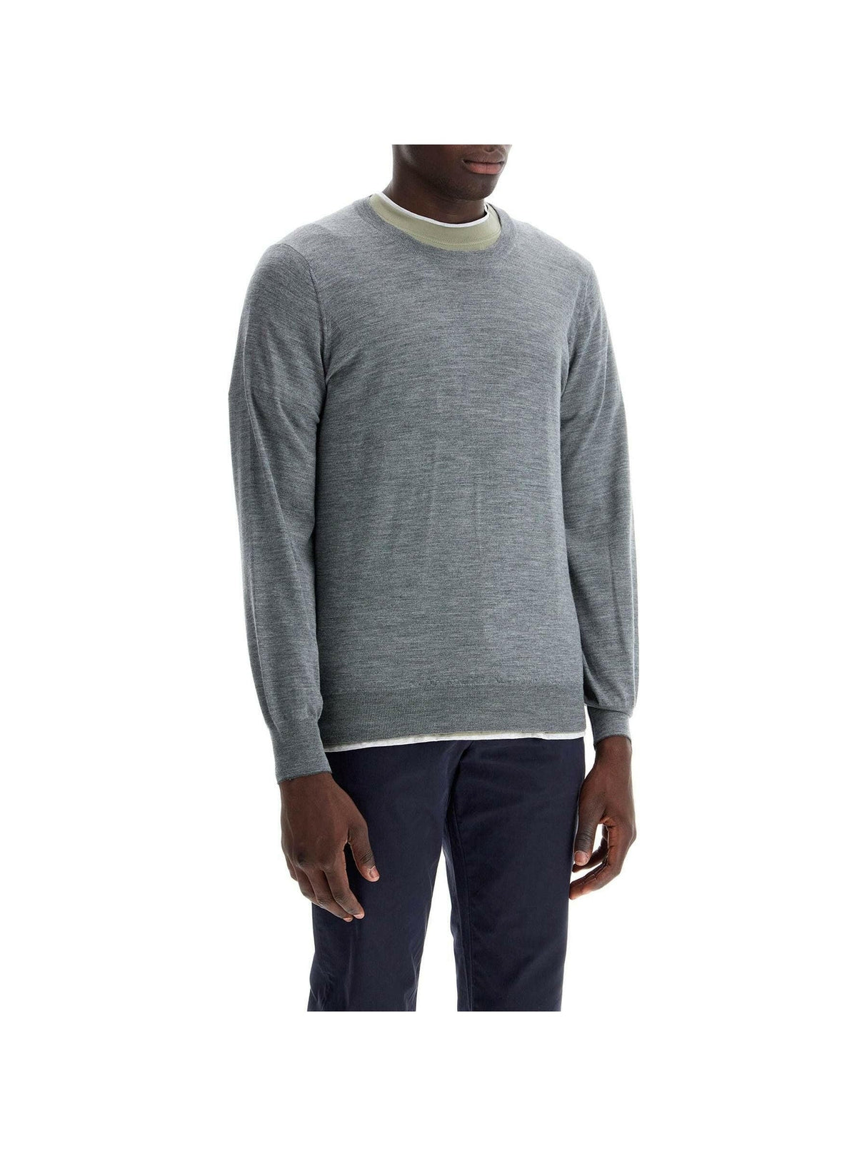 Fine Wool Cashmere Crewneck Sweater.