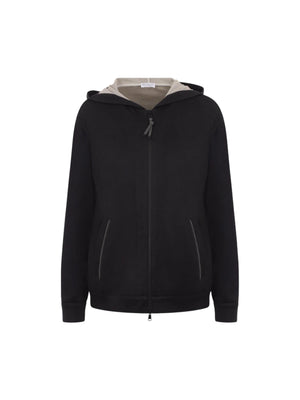 Full-zip Cotton Silk Hoodie-BRUNELLO CUCINELLI-JOHN JULIA