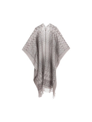 Geometric Print Linen Lurex Poncho-BRUNELLO CUCINELLI-JOHN JULIA