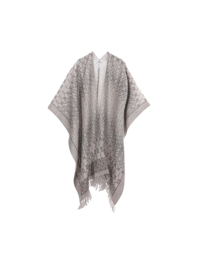 Geometric Print Linen Lurex Poncho-BRUNELLO CUCINELLI-JOHN JULIA