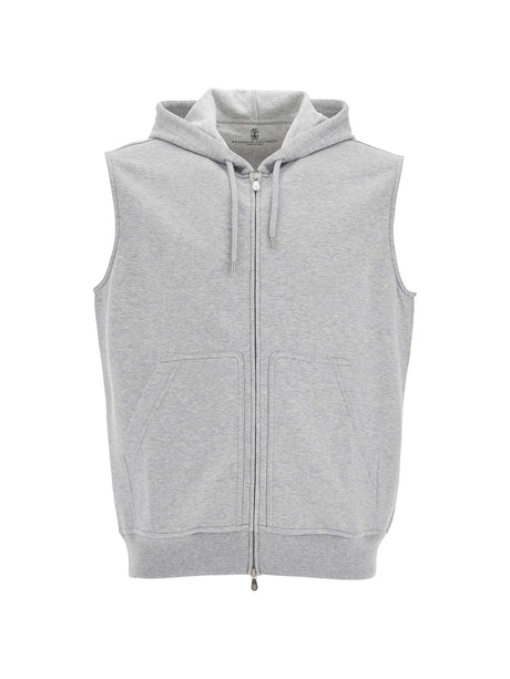 BRUNELLO CUCINELLI-Jersey Cashmere Hooded Vest-JOHN JULIA