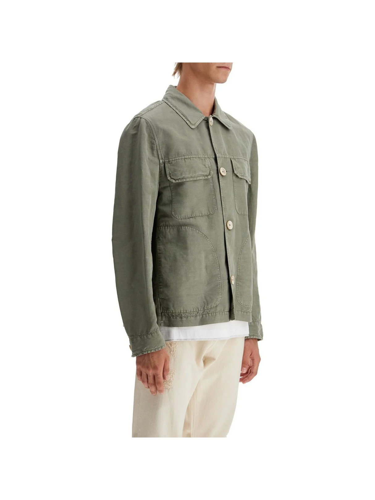 Linen And Cotton Gabardine Overshirt