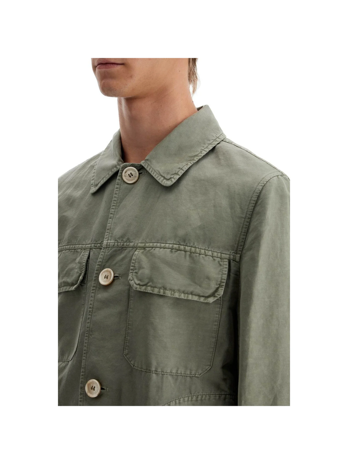 Linen And Cotton Gabardine Overshirt