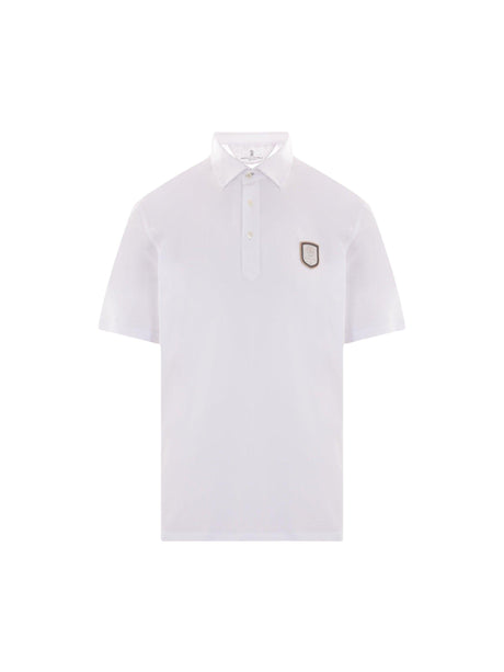 Logo Patch Jersey Polo Shirt-BRUNELLO CUCINELLI-JOHN JULIA