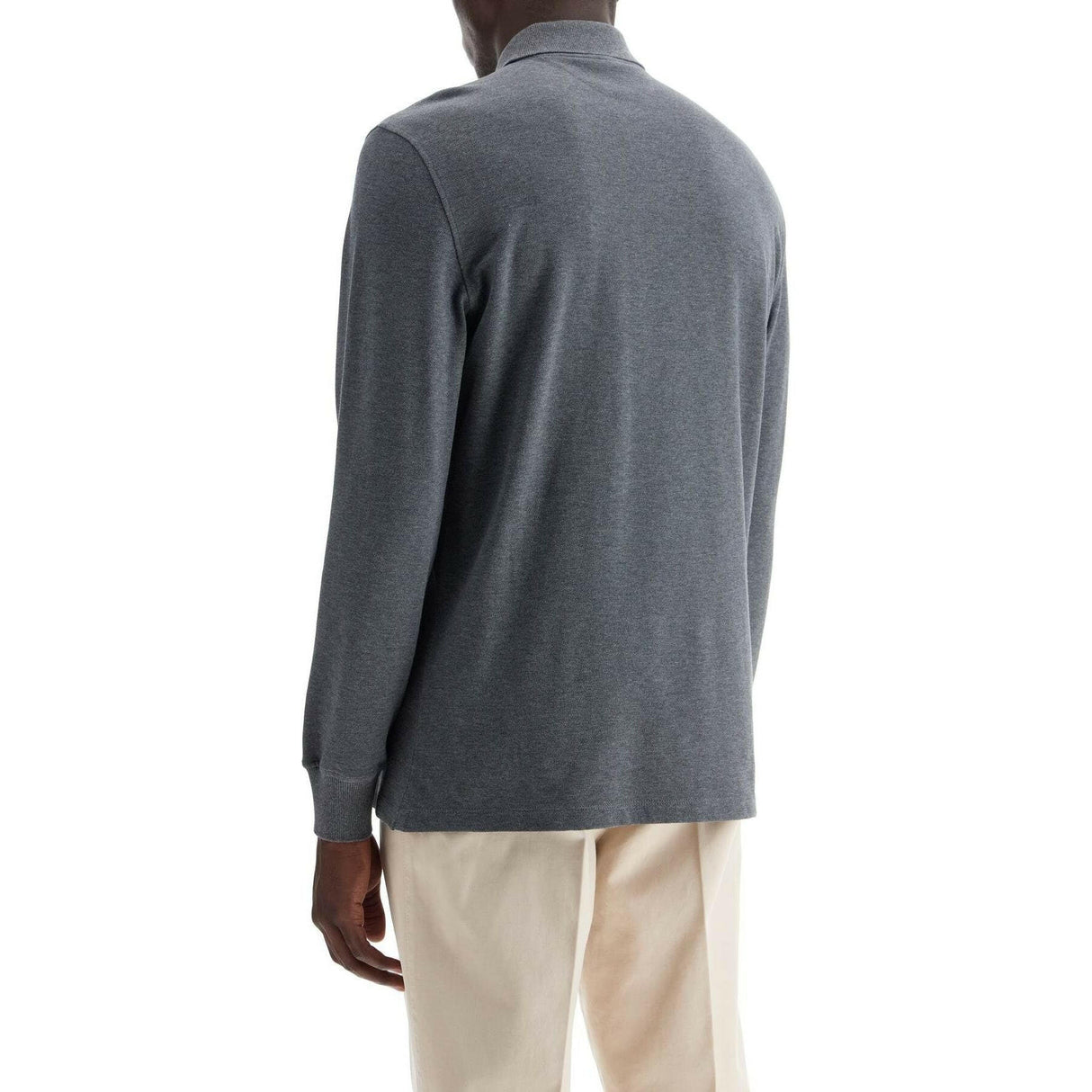 Long Sleeved Cotton Polo Shirt.