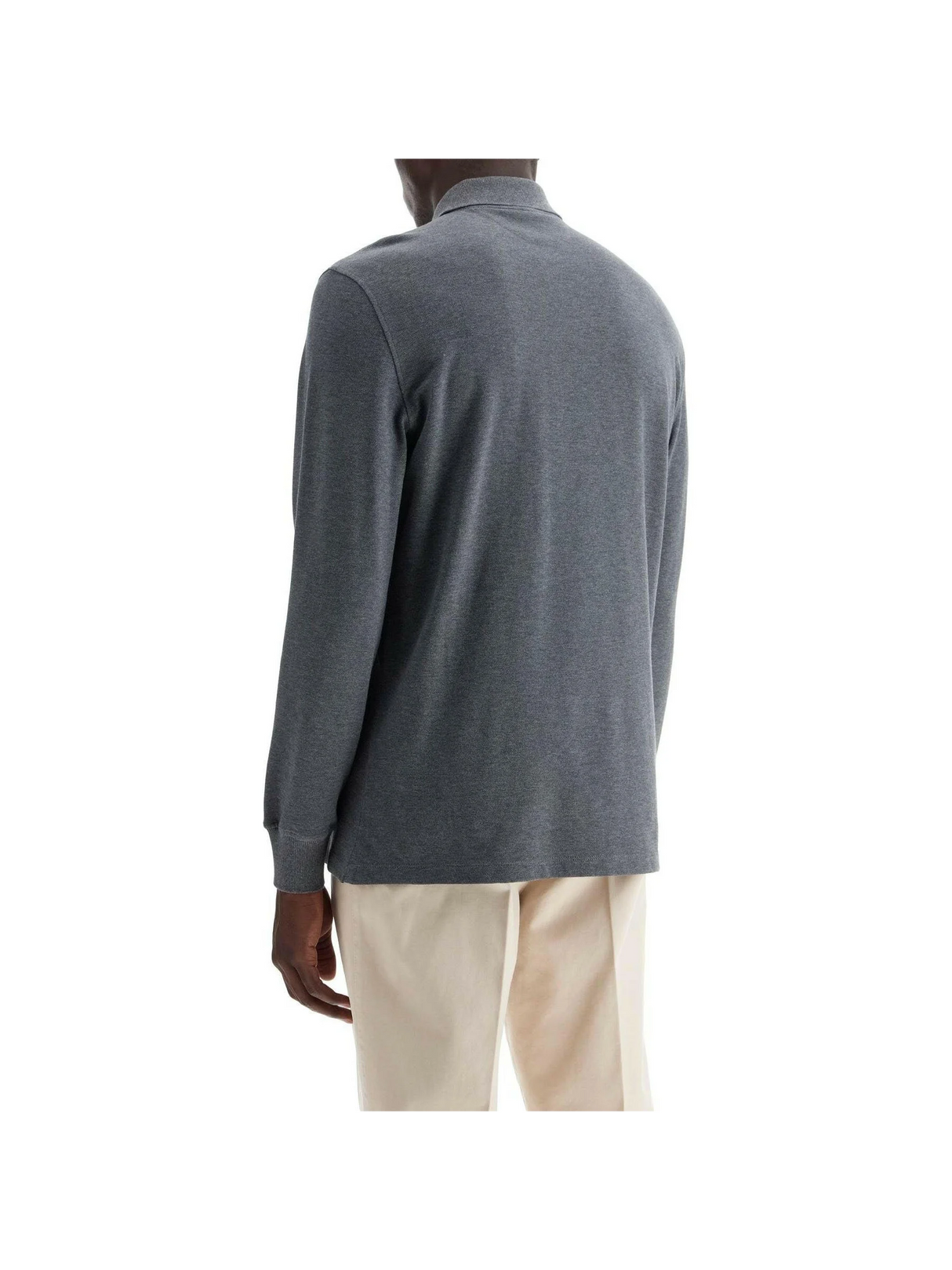 Long Sleeved Cotton Polo Shirt.