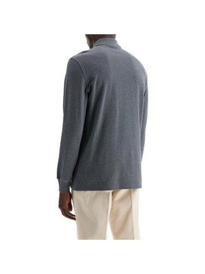 Long Sleeved Cotton Polo Shirt.