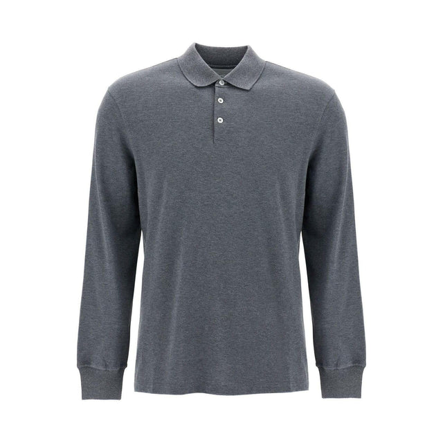 Long Sleeved Cotton Polo Shirt.