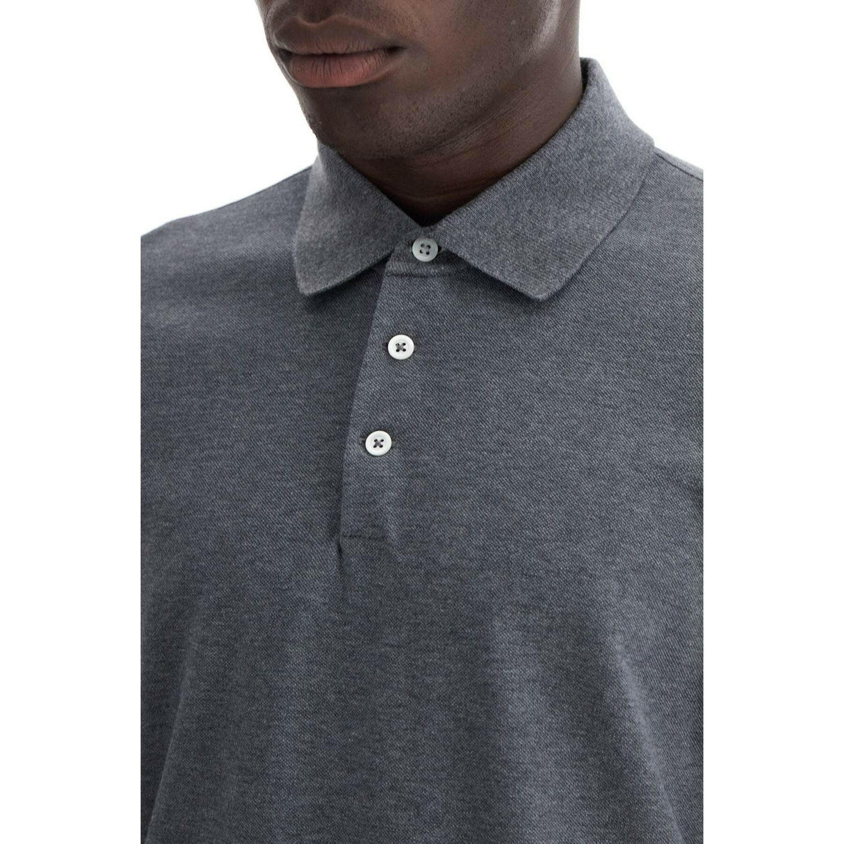 Long Sleeved Cotton Polo Shirt.