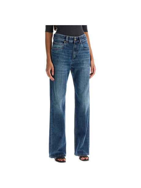 Loose Shiny Tab Jeans With