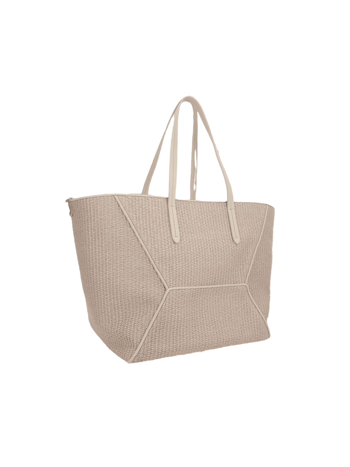 BRUNELLO CUCINELLI-Monili Detail Raffia Effect Shopping Bag-JOHN JULIA