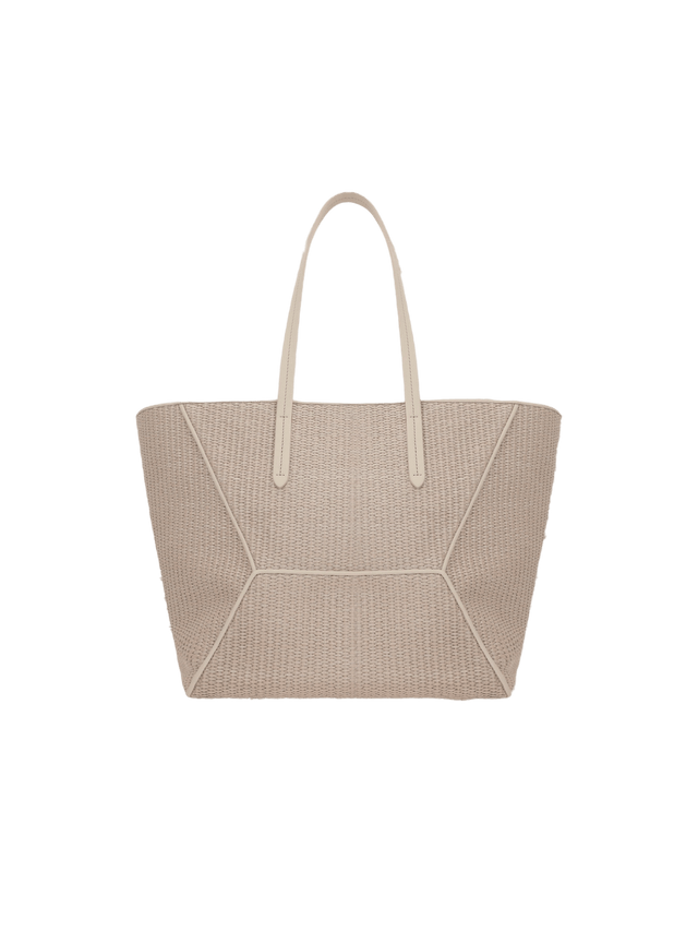 BRUNELLO CUCINELLI-Monili Detail Raffia Effect Shopping Bag-JOHN JULIA