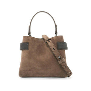 Monili-Embellished Suede Shoulder Bag.