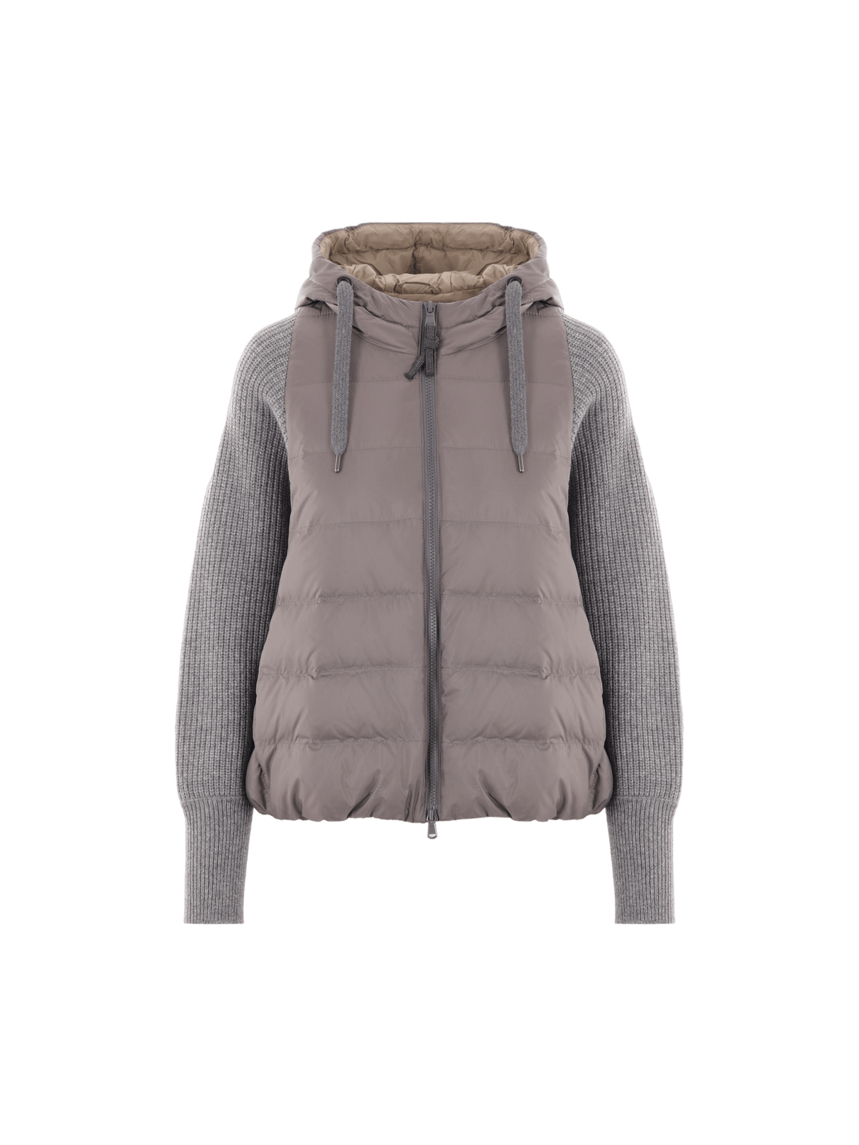 Nylon and Knit Down Jacket-BRUNELLO CUCINELLI-JOHN JULIA