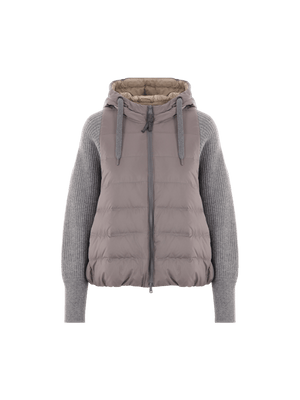 Nylon and Knit Down Jacket-BRUNELLO CUCINELLI-JOHN JULIA