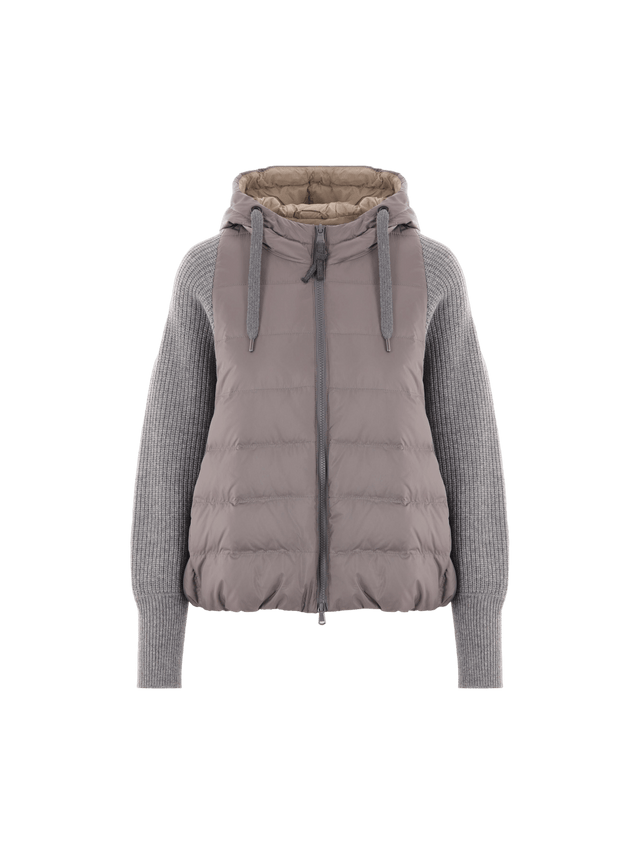 Nylon and Knit Down Jacket-BRUNELLO CUCINELLI-JOHN JULIA