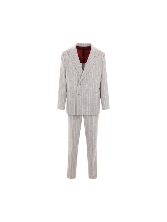 BRUNELLO CUCINELLI-Pinstriped Alpaca and Wool Suit-JOHN JULIA