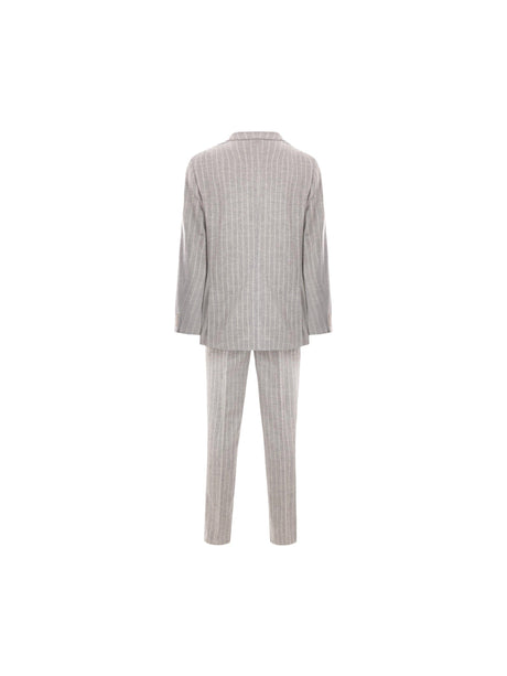 BRUNELLO CUCINELLI-Pinstriped Alpaca and Wool Suit-JOHN JULIA