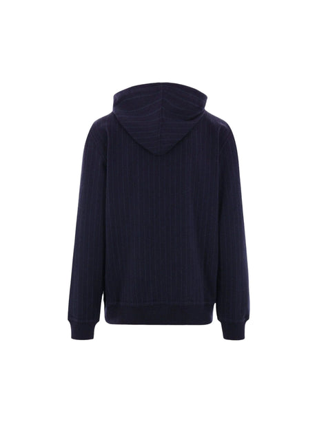 Pinstriped Jersey Full-zip Hoodie-BRUNELLO CUCINELLI-JOHN JULIA