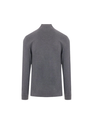 Piquet Long-sleeved Polo Shirt-BRUNELLO CUCINELLI-JOHN JULIA