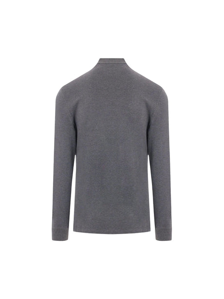 Piquet Long-sleeved Polo Shirt-BRUNELLO CUCINELLI-JOHN JULIA