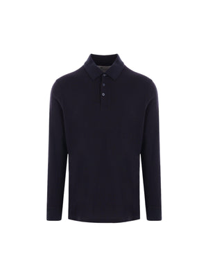 Piquet Long-sleeved Polo Shirt-BRUNELLO CUCINELLI-JOHN JULIA