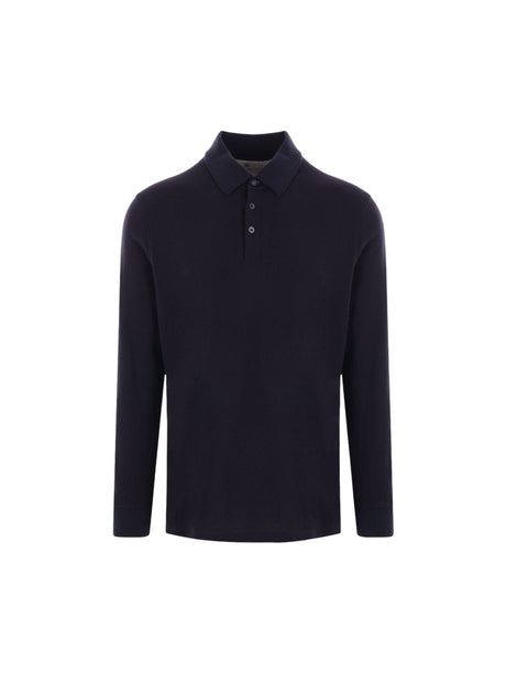 Piquet Long-sleeved Polo Shirt-BRUNELLO CUCINELLI-JOHN JULIA