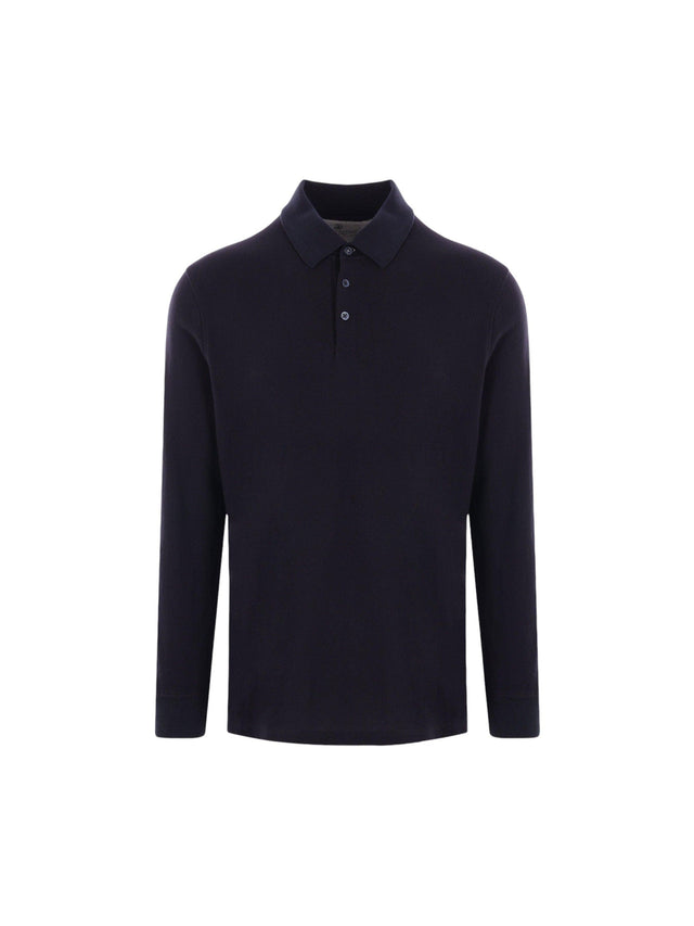 Piquet Long-sleeved Polo Shirt-BRUNELLO CUCINELLI-JOHN JULIA