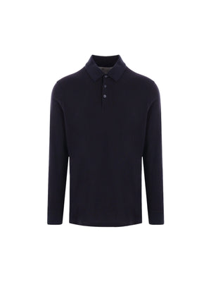 Piquet Long-sleeved Polo Shirt-BRUNELLO CUCINELLI-JOHN JULIA