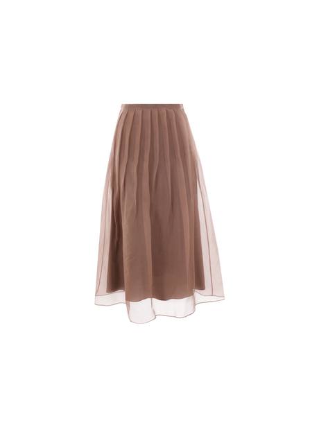 BRUNELLO CUCINELLI-Pleated Silk Skirt-JOHN JULIA