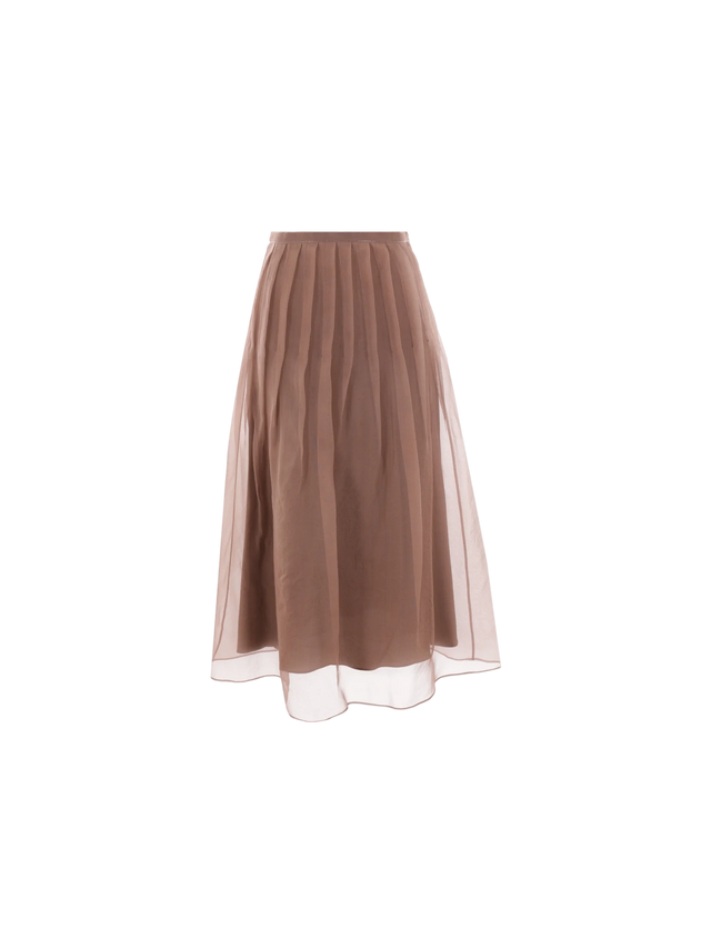 BRUNELLO CUCINELLI-Pleated Silk Skirt-JOHN JULIA