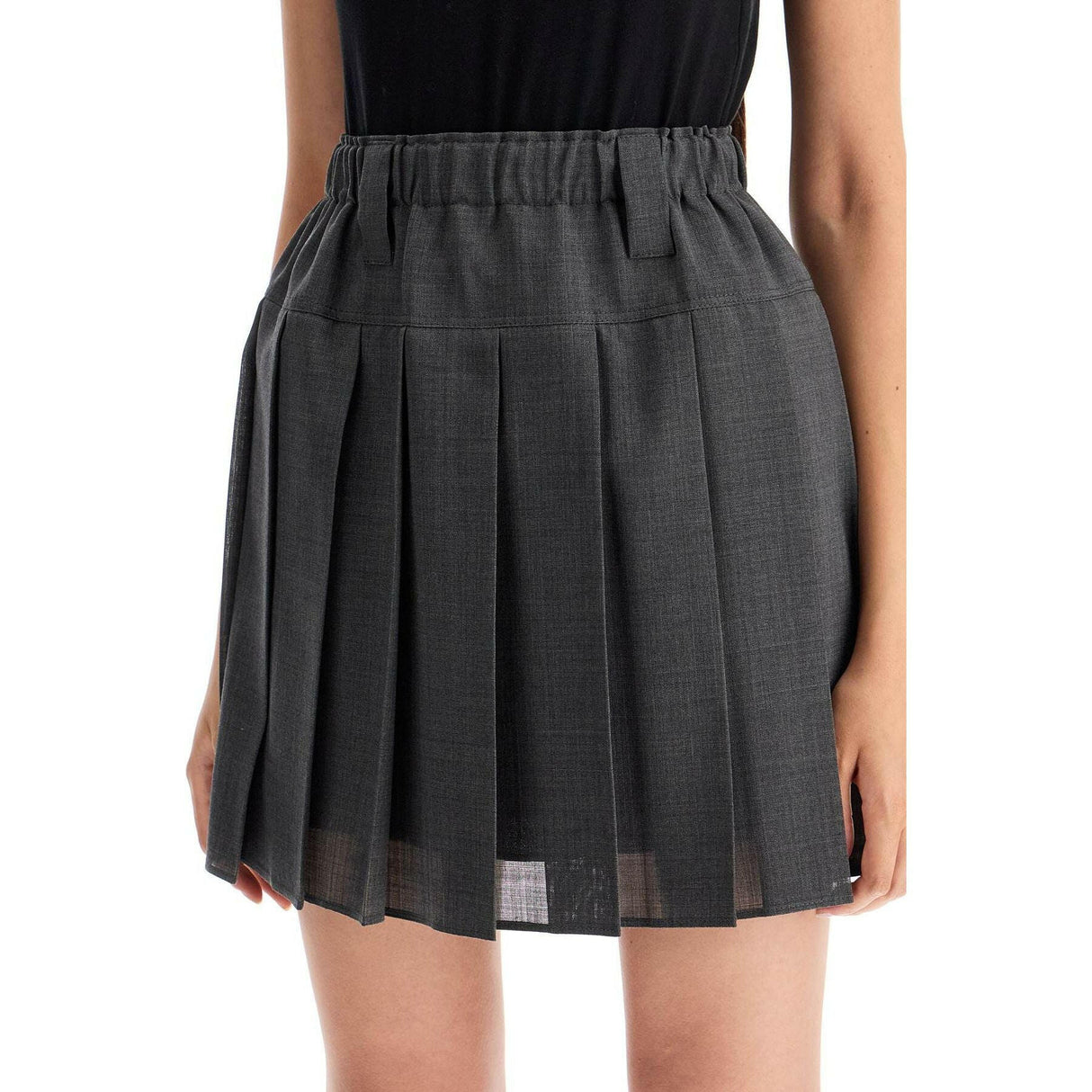 Pleated Virgin Wool Organza Mini Skirt.