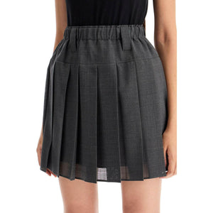 Pleated Virgin Wool Organza Mini Skirt.