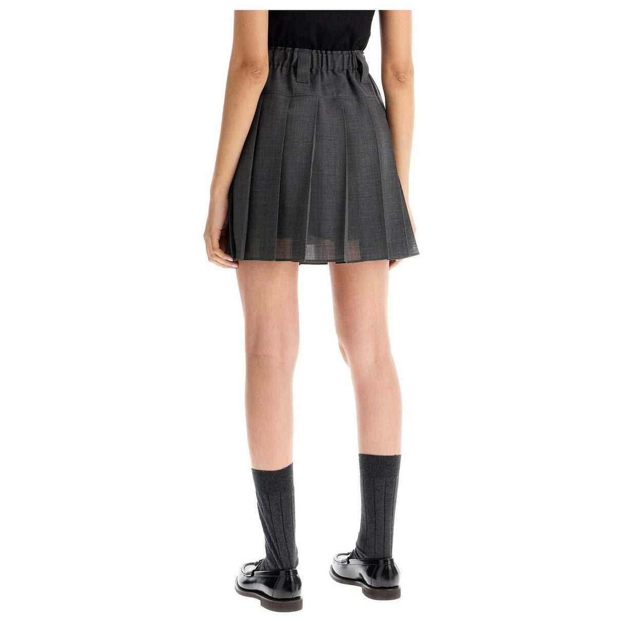 Pleated Virgin Wool Organza Mini Skirt.