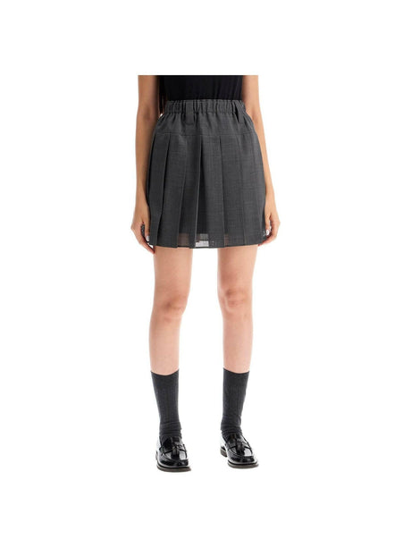 Pleated Virgin Wool Organza Mini Skirt.