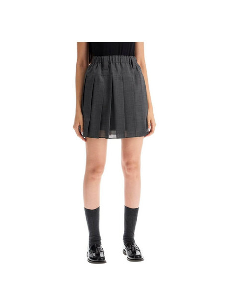 Pleated Virgin Wool Organza Mini Skirt.