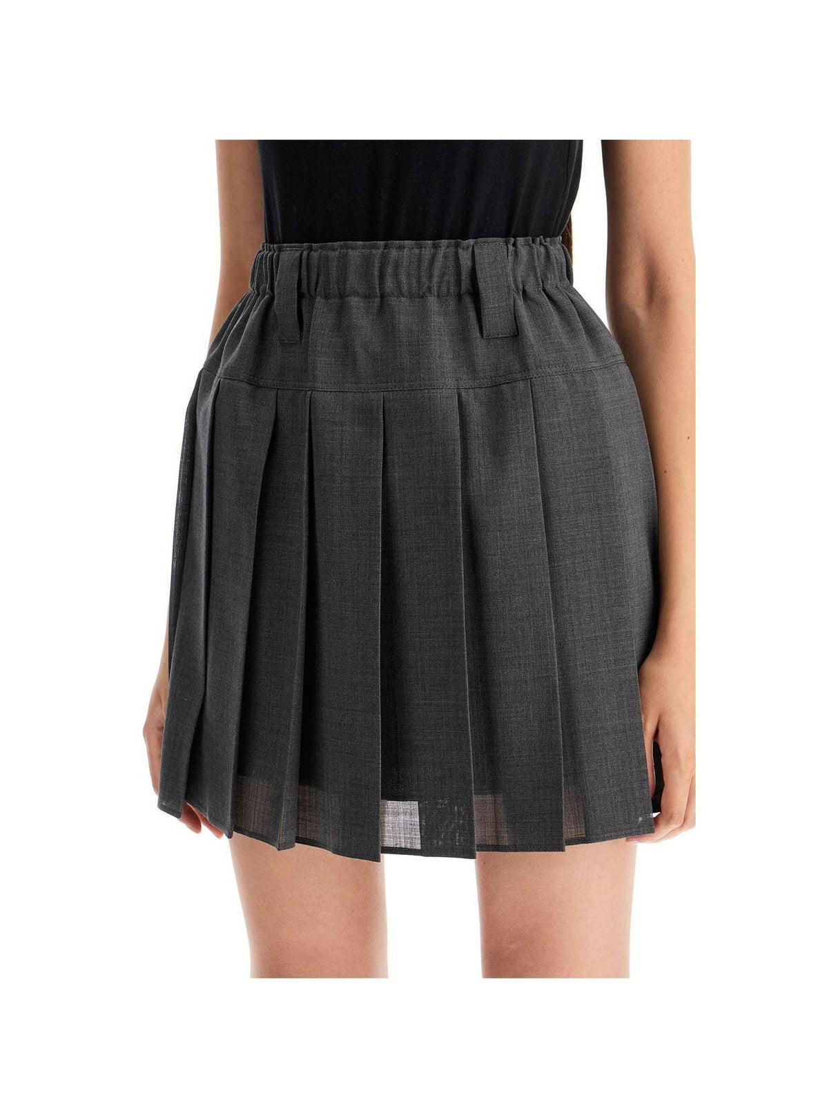 Pleated Virgin Wool Organza Mini Skirt.