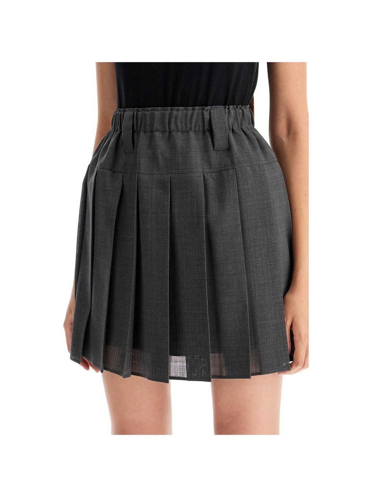 Pleated Virgin Wool Organza Mini Skirt.