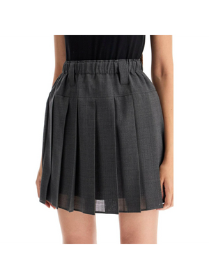 Pleated Virgin Wool Organza Mini Skirt.