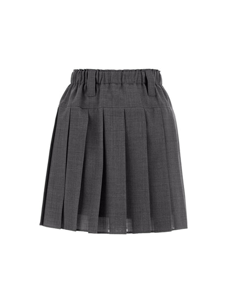 Pleated Virgin Wool Organza Mini Skirt.