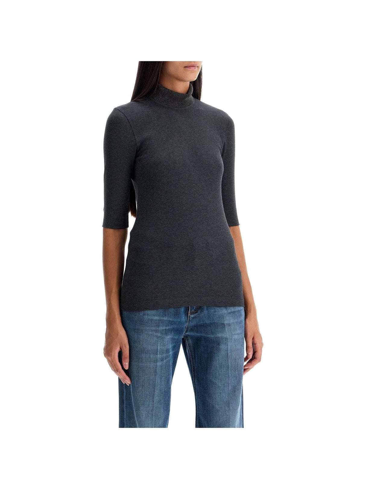 BRUNELLO CUCINELLI-Precious Ribbed T-Shirt-JOHN JULIA