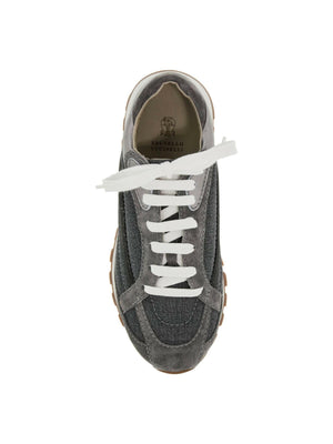 Precious Stripe Wool Canvas Sneakers.