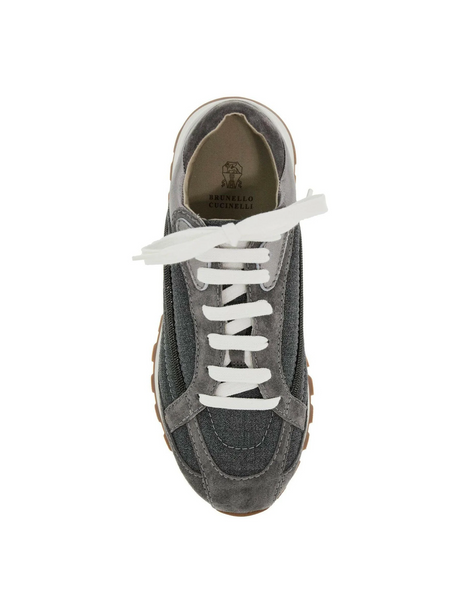 Precious Stripe Wool Canvas Sneakers.