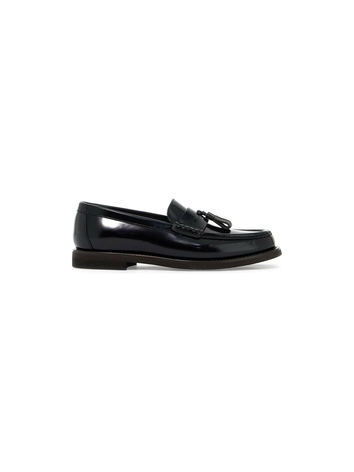 BRUNELLO CUCINELLI-Shiny Tassel Calfskin Penny Loafers-JOHN JULIA