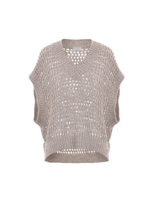 Silk and Linen Sleeveless Sweater-BRUNELLO CUCINELLI-JOHN JULIA