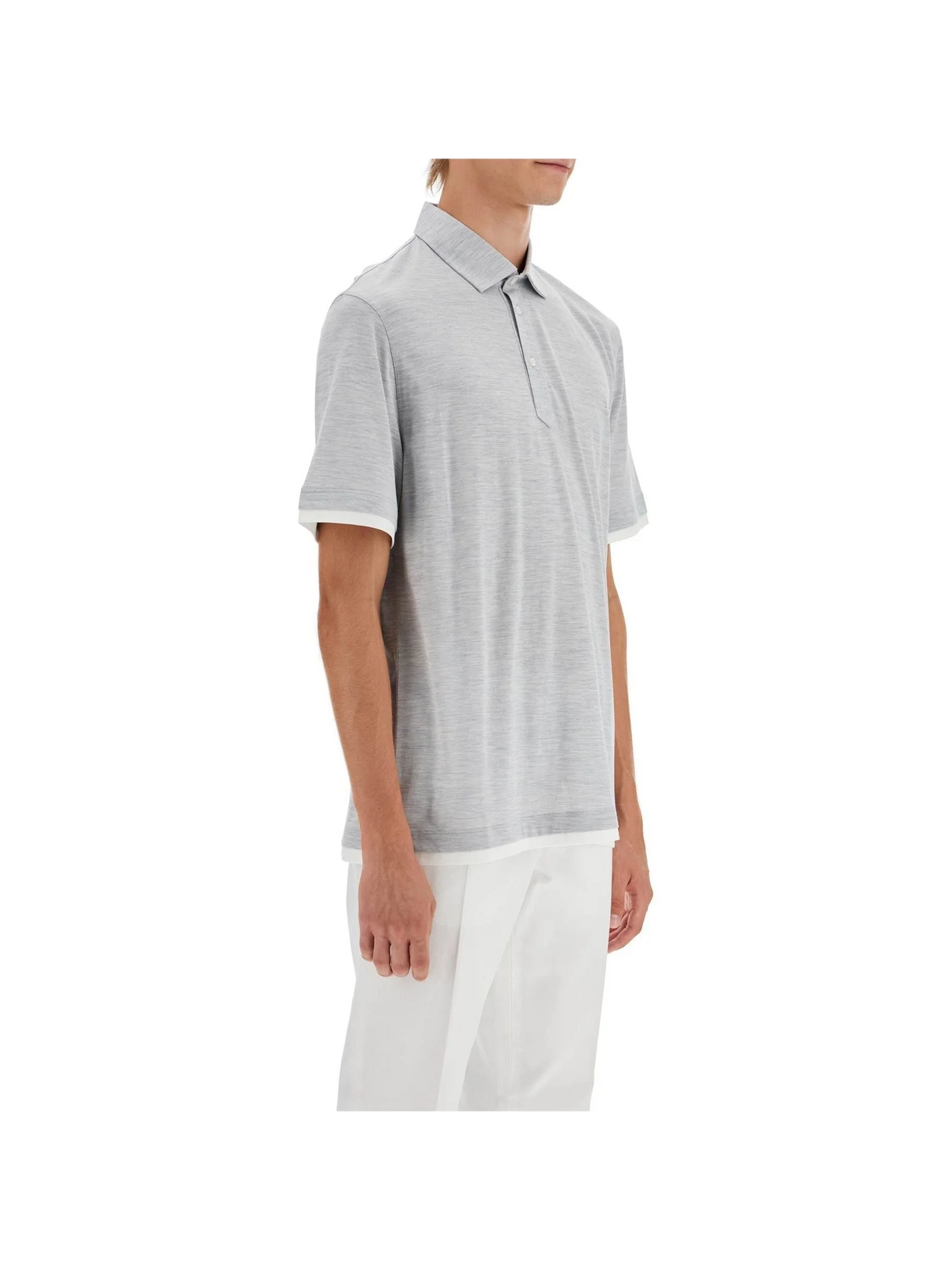 Silk And Cotton Polo Shirt With Double Edges