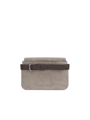 BRUNELLO CUCINELLI-Small Suede Shoulder Bag-JOHN JULIA